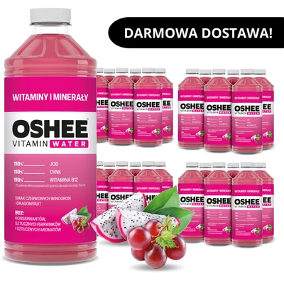 24x OSHEE Vitamin Water witaminy i minerały winogrona - dragonfruit 1100 ml