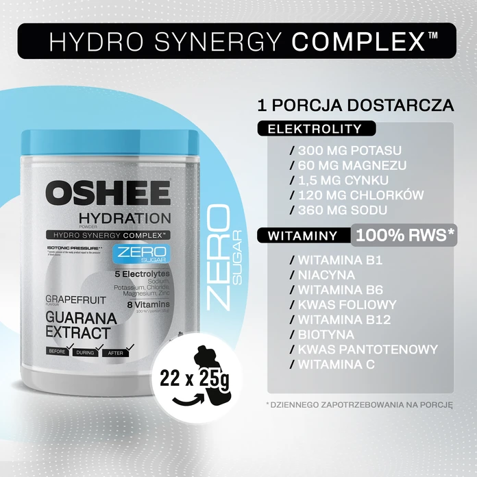 OSHEE Hydration Zero Sugar proszek Grapefruit Guarana 330 g