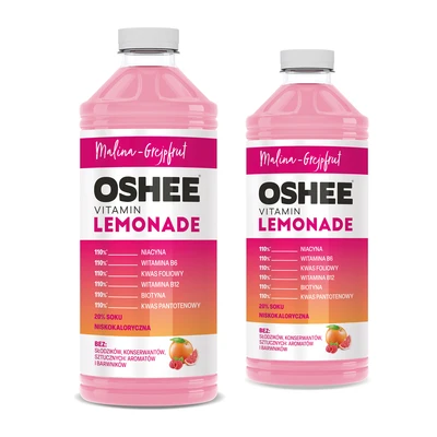 24x OSHEE Vitamin Lemonade Malina + Grejpfrut 1100 ml