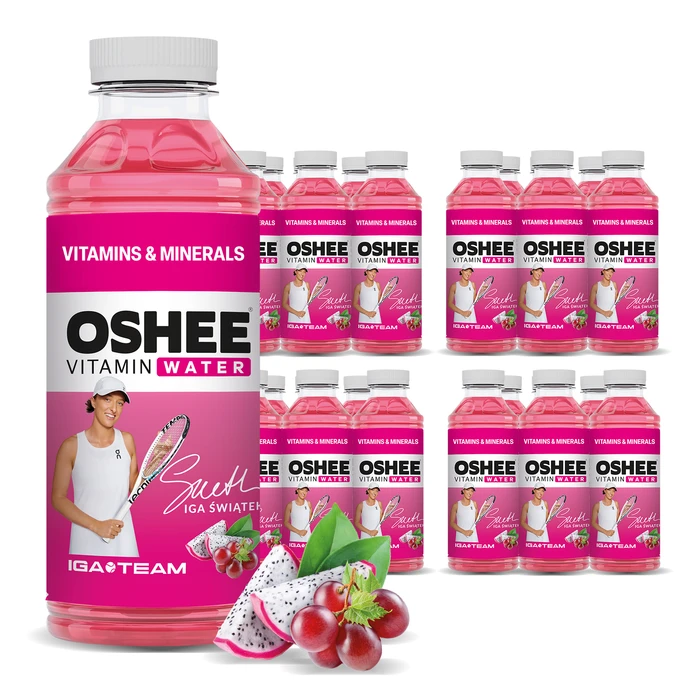 24x OSHEE Vitamin Water witaminy i minerały winogrona - dragonfruit 555 ml