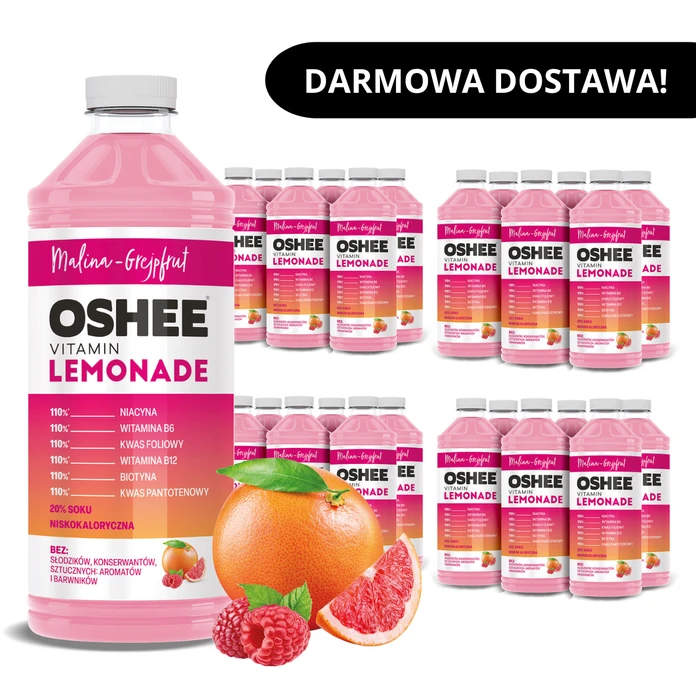 24x OSHEE Vitamin Lemonade Malina + Grejpfrut 1100 ml