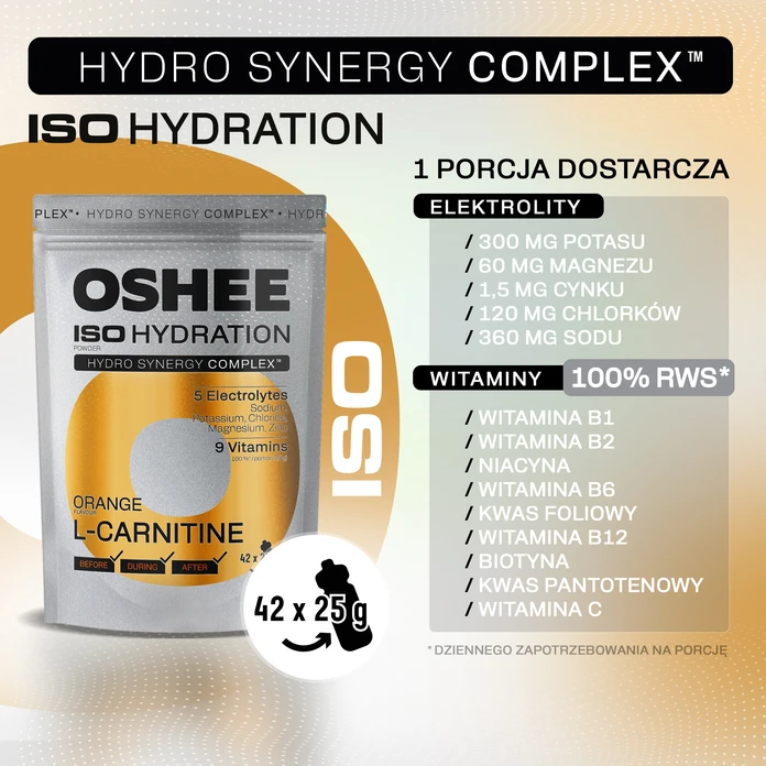 OSHEE ISO Hydration izotonik w proszku Orange L-karnityna 1050 g