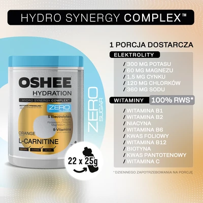 OSHEE Hydration Zero Sugar proszek Orange L-karnityna 330 g