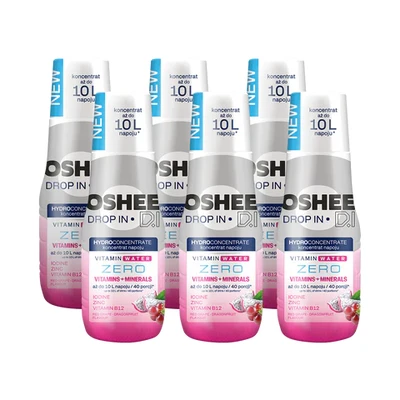 6x OSHEE Drop In ZERO Witaminy i Minerały czerwone winogrona dragonfruit 500 ml