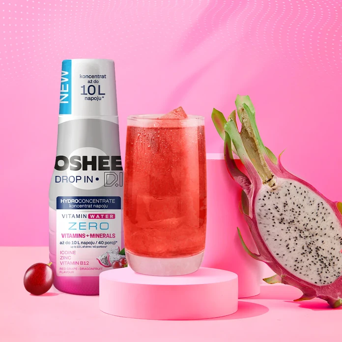 6x OSHEE Drop In ZERO Witaminy i Minerały czerwone winogrona dragonfruit 500 ml