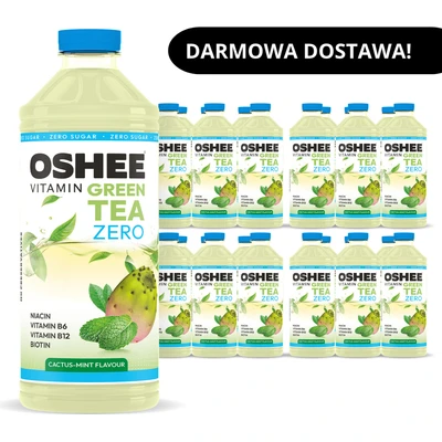 24x OSHEE Vitamin Green Tea ZERO kaktus - mięta 1100ml