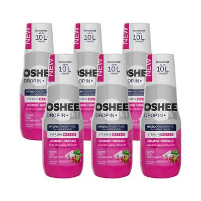 6x OSHEE Drop In Hydrokoncentrat Witaminy i minerały 500 ml czerwone winogrono - smoczy owoc