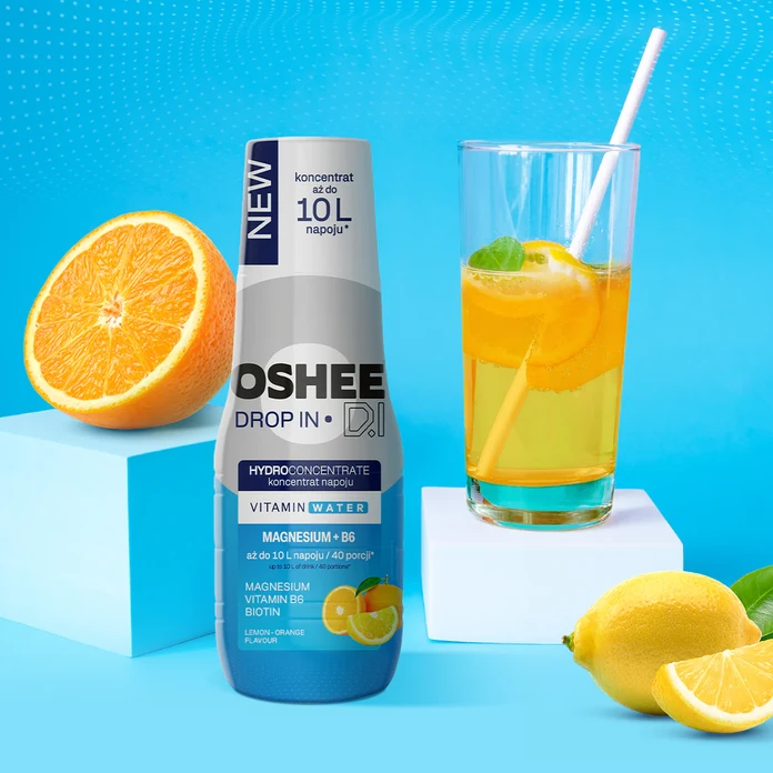 6x OSHEE Drop In Hydrokoncentrat magnez + B6 500 ml pomarańcza - cytryna