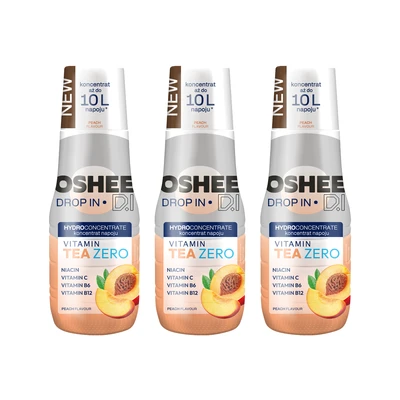 3x OSHEE Drop In ZERO Hydrokoncentrat Vitamin Tea brzoskwinia 500 ml