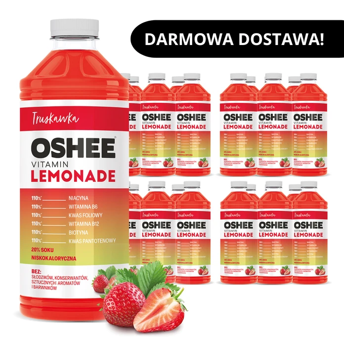 24x OSHEE Vitamin Lemonade truskawka 1100 ml