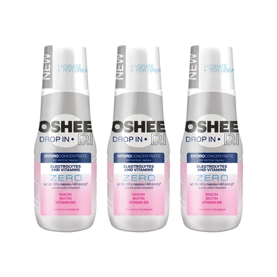 3x OSHEE Drop In ZERO Hydrokoncentrat elektrolity i witaminy 500 ml grejpfrut