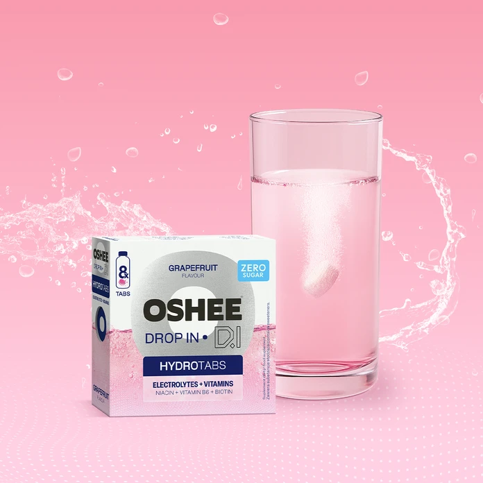 OSHEE Drop in Hydrotabs Electrolytes + Vitamins Grapefruit 8 tabs