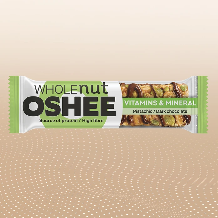 OSHEE Wholenut baton z całymi orzechami pistacja &amp; ciemna czekolada 40 g