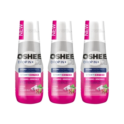3x OSHEE Drop In Hydrokoncentrat Witaminy i minerały 500 ml czerwone winogrono - smoczy owoc