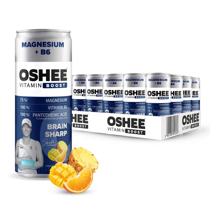 24x OSHEE Vitamin Boost Magnez+B6 owoce tropikalne 250 ml