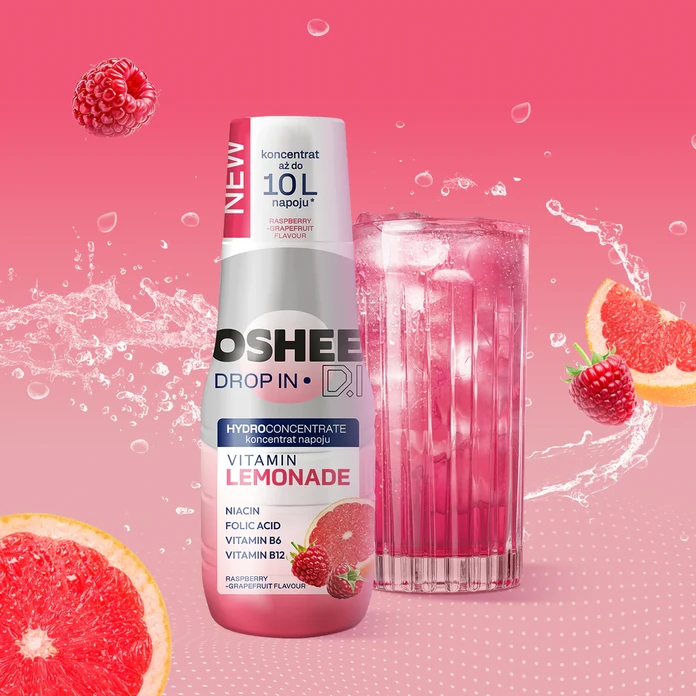 6x OSHEE Drop In Vitamin Lemonade malina grejpfrut 500 ml