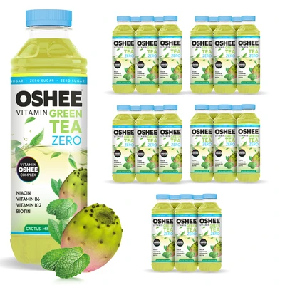30x OSHEE Vitamin Green Tea ZERO kaktus - mięta 555 ml