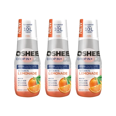 3x OSHEE Drop In Hydrokoncentrat Lemonade pomarańcza 500 ml