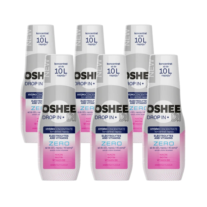 6x OSHEE Drop In ZERO Hydrokoncentrat elektrolity i witaminy 500 ml grejpfrut