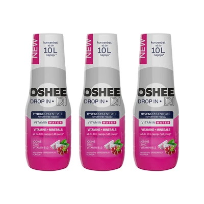 3x OSHEE Drop In Hydrokoncentrat Witaminy i minerały 500 ml czerwone winogrono - smoczy owoc