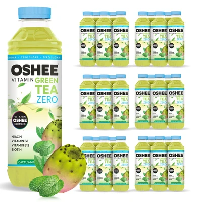36x OSHEE Vitamin Green Tea ZERO kaktus - mięta 555 ml