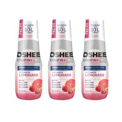 3x OSHEE Drop In Vitamin Lemonade malina grejpfrut 500 ml