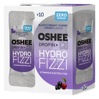 OSHEE Drop in Hydrofizzi ZERO czarna porzeczka-wiśnia-winogrono 10 szt.