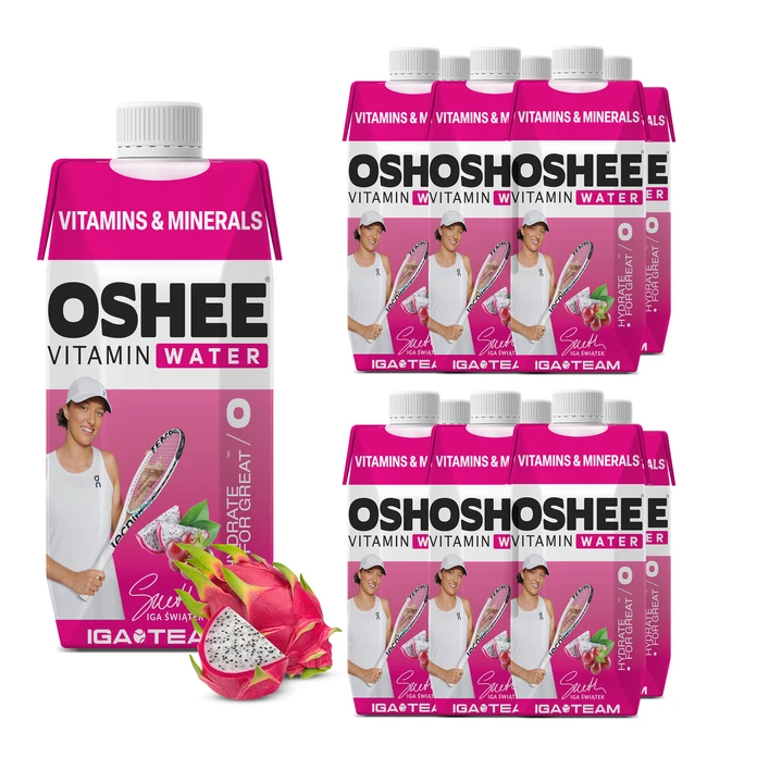 [Zestaw] OSHEE Vitamin Water witaminy i minerały czerwone winogrona - dragonfruit 750 ml Tetra Pak