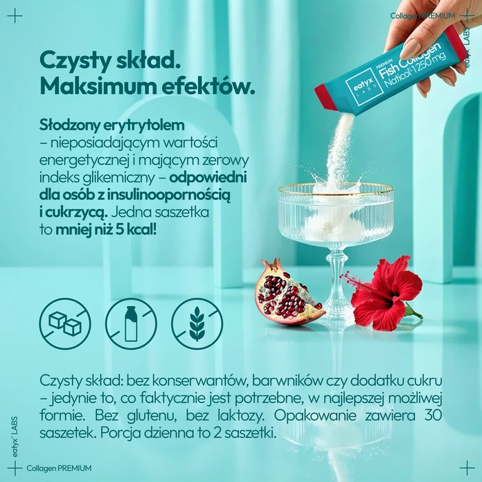 eatyx LABS Collagen rybi Naticol 37 500 mg peptide hibiskus-granat 75 g