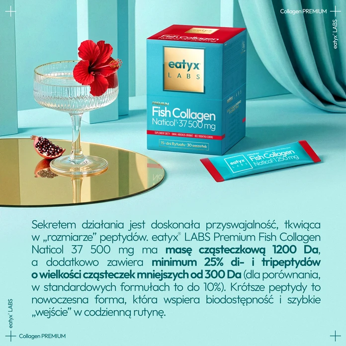 eatyx LABS Collagen rybi Naticol 37 500 mg peptide hibiskus-granat 75 g