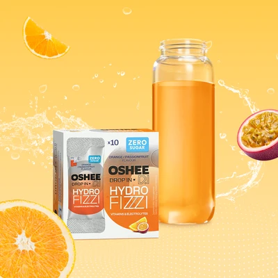 OSHEE Drop in Hydrofizzi ZERO pomarańcza-marakuja10 szt.