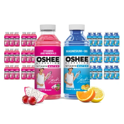 36x OSHEE Vitamin Water 555ml (18x magnez + B6 +18x witaminy i minerały)